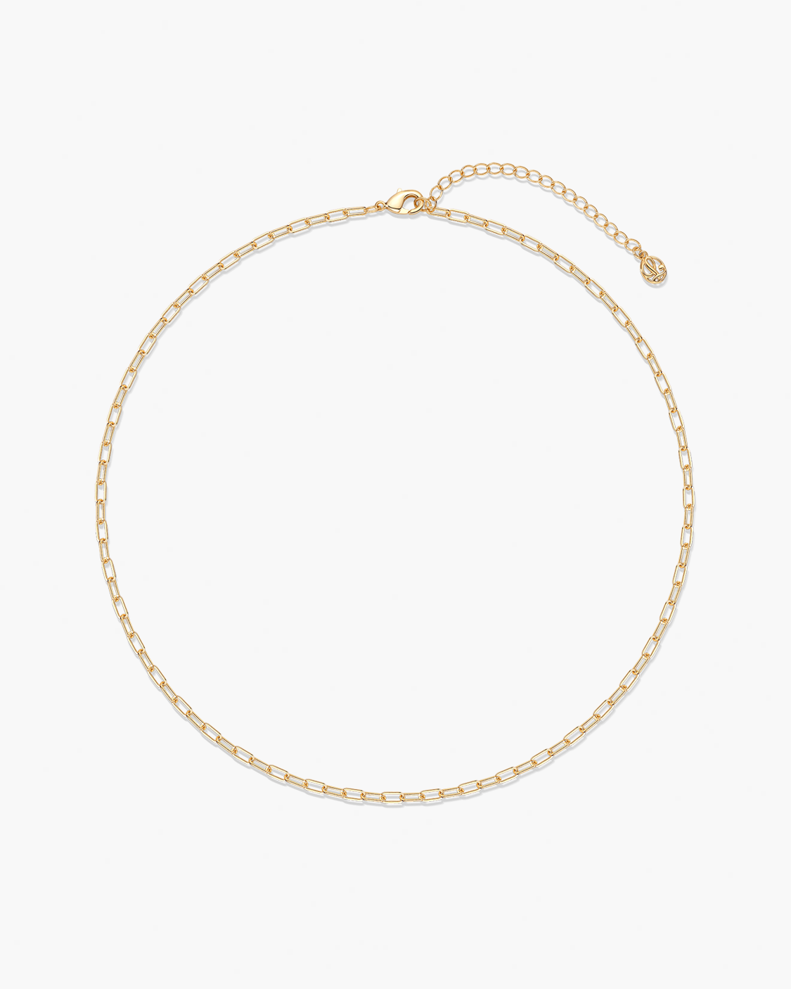 Gold chain necklace on a white background