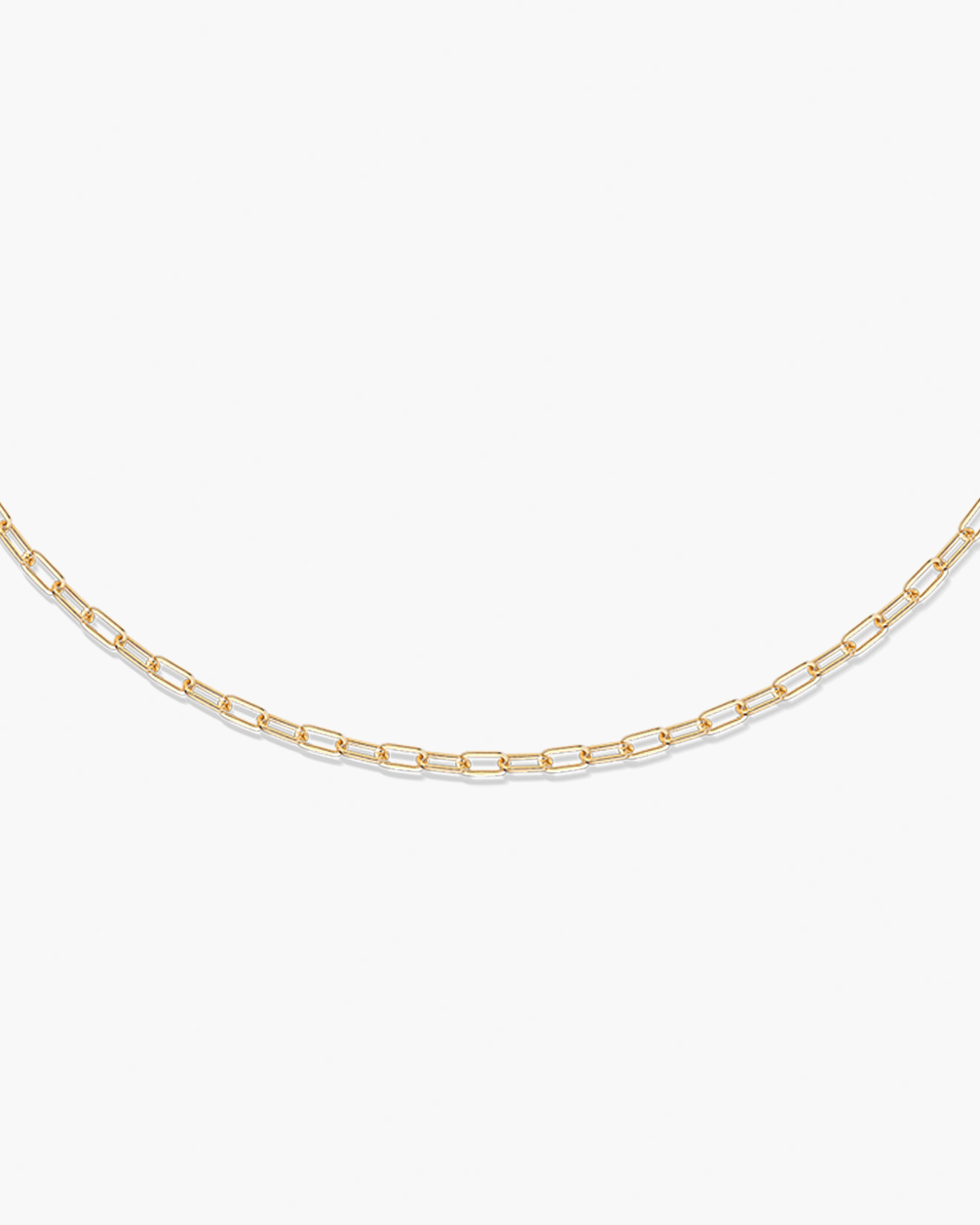 Gold chain necklace on a white background