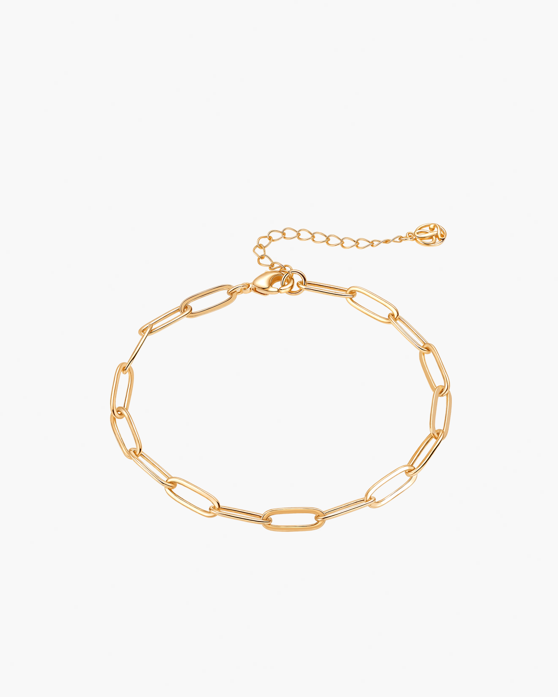 Gold chain bracelet on a white background