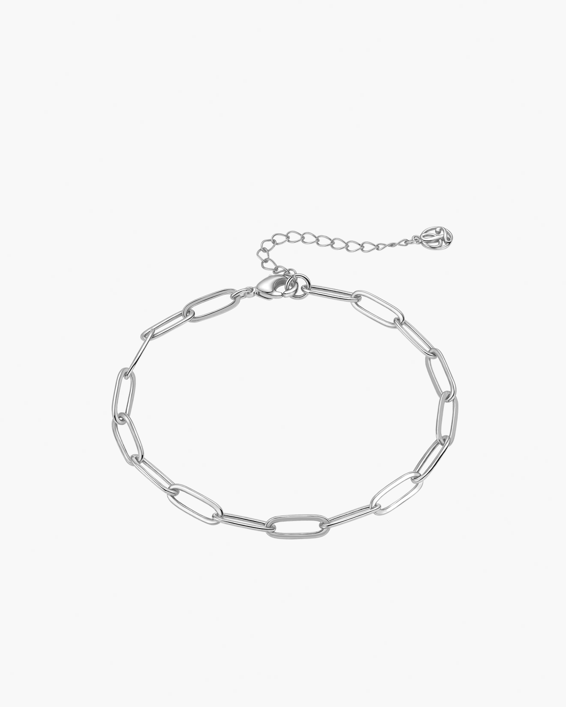 Silver chain bracelet on a white background