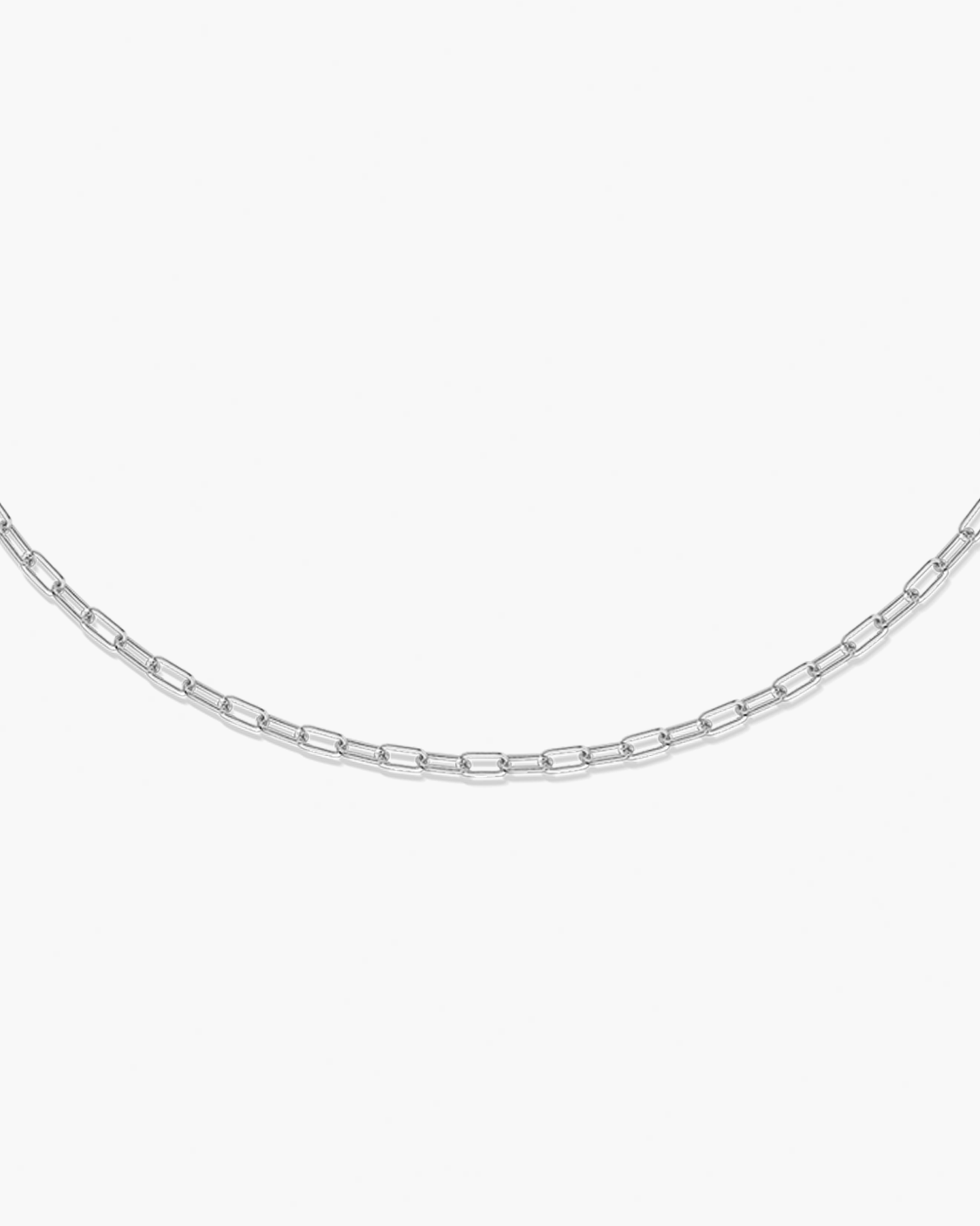 Silver chain necklace on a white background