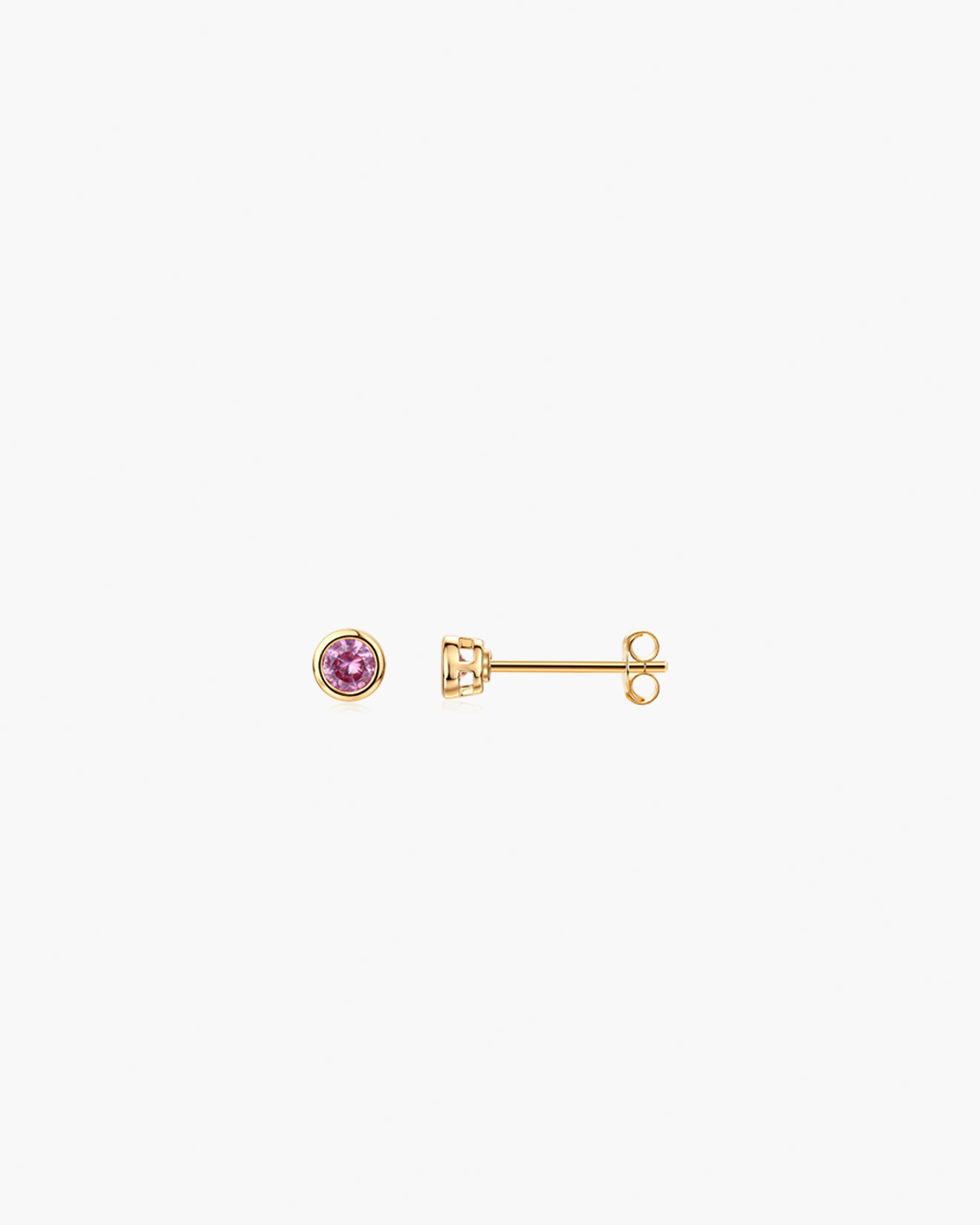 Gold earrings with pink gemstones