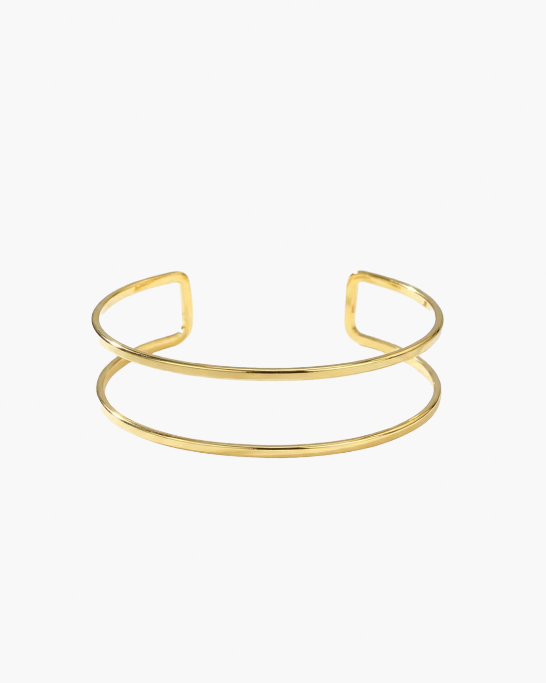 Gold two line bracelet on a white background