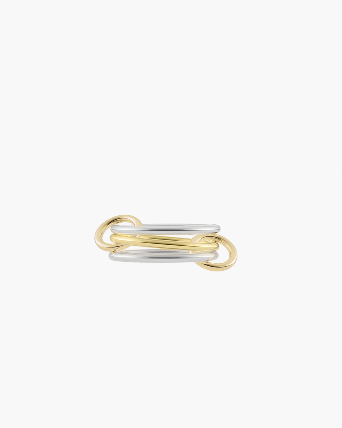 Stack of gold and silver smooth rings 