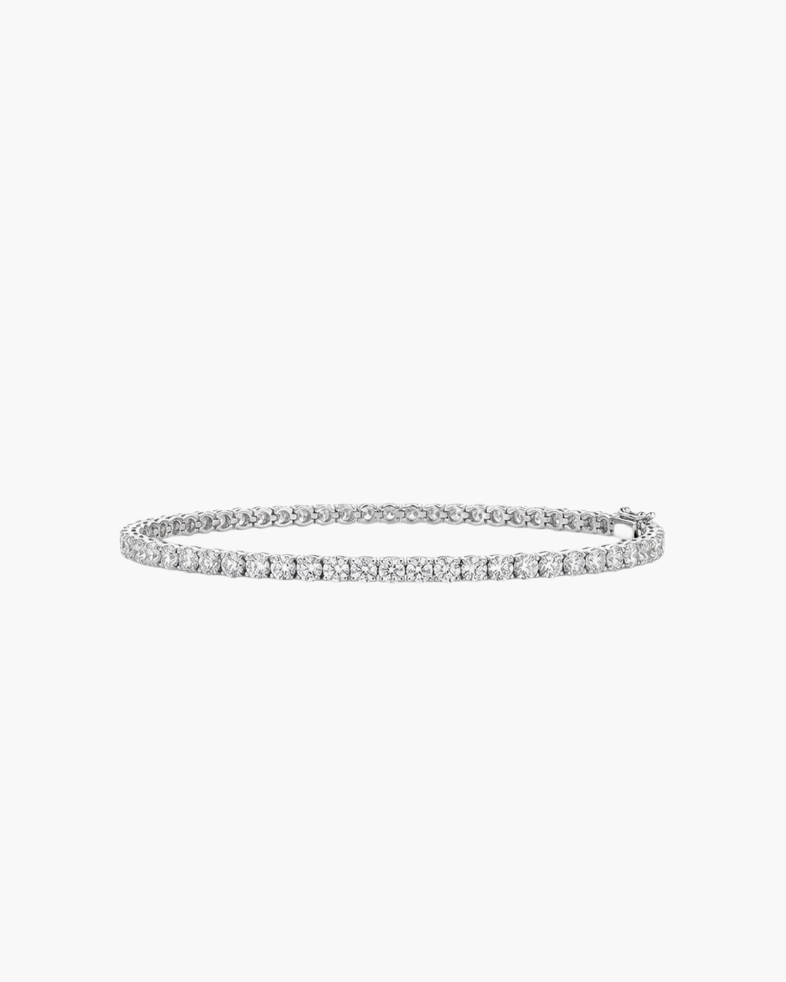 Silver tennis bracelet on a white background