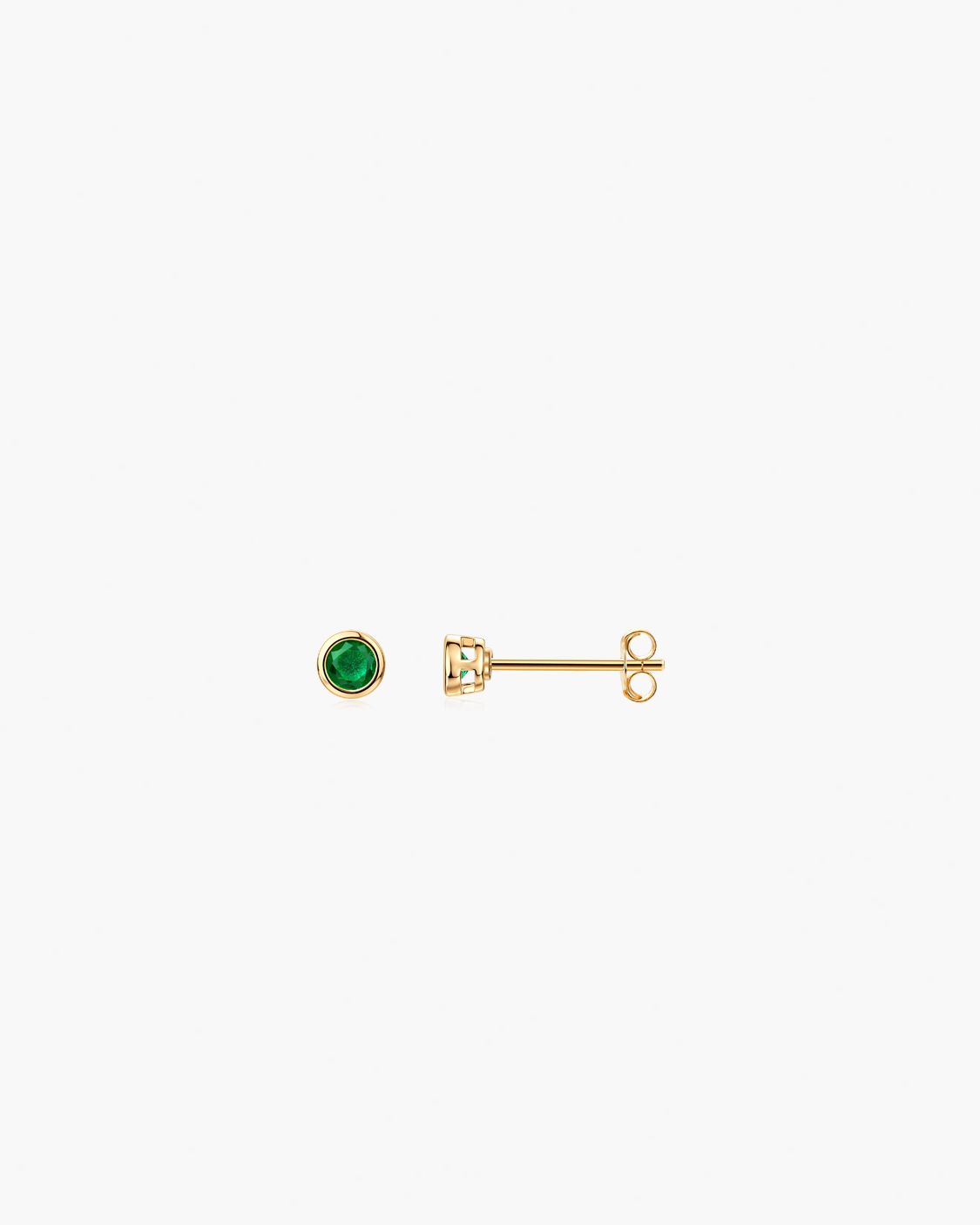 Gold earrings with a green gemstone 
