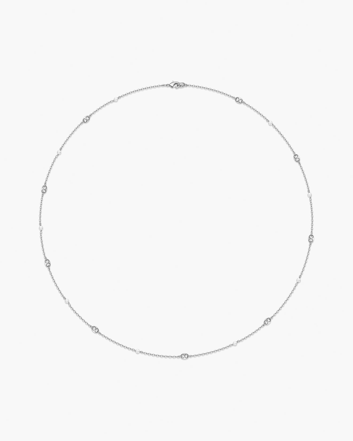 Silver necklace on a white background